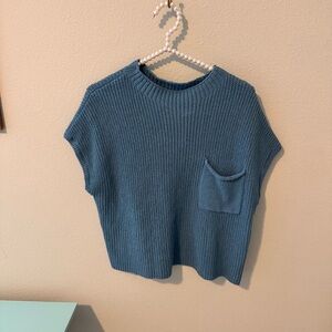 Free People Teal Short Sleeve Sweater